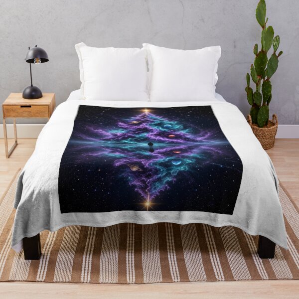 Item preview, Cosmic Galaxy Christmas Tree on a Frozen Lake designed and sold by SublimeMusings.