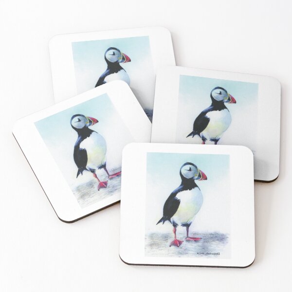 Item preview, Puffin on ice, original watercolor by Kim Attwooll designed and sold by aswoa.