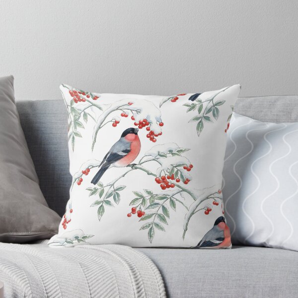 Item preview, Winter Bullfinch and Snowy Rowan Botanical designed and sold by ArtfulAlchemy1.