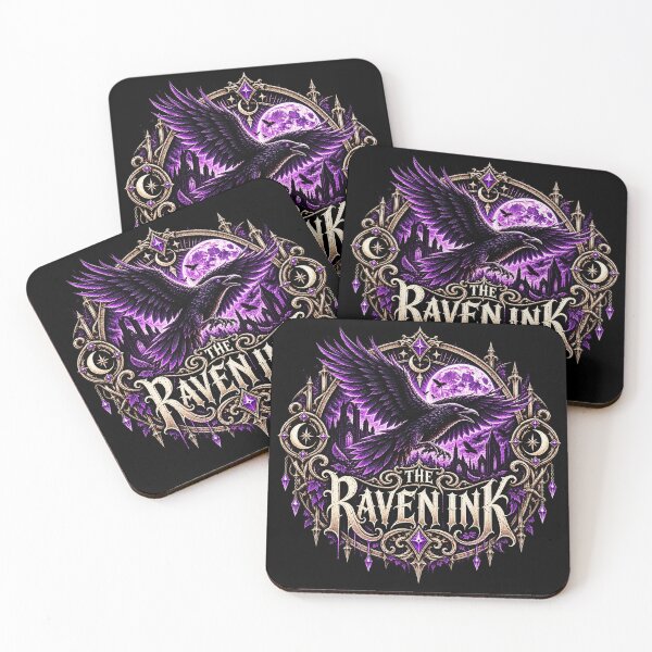 Item preview, Gothic Raven in Flight – Purple Moon Victorian Raven Art designed and sold by TheInkRaven.