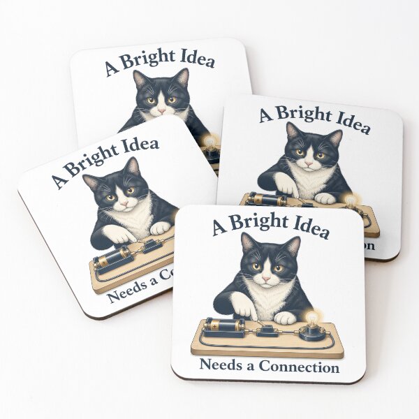 Item preview, Tuxedo Circuit Cat – A Bright Idea Needs a Connection designed and sold by PurrBloom Studio.