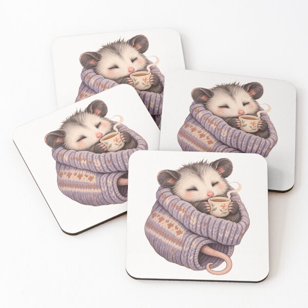 Item preview, Cozy Opossum with Coffee in Sweater Cute Fall Cottagecore Aesthetic T-Shirt designed and sold by Sobalvarro Art & Apparel.
