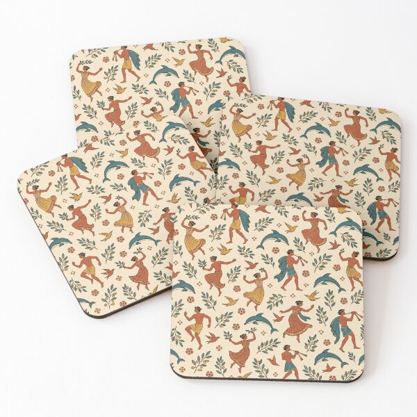 Item preview, Etruscan Tomb Painting Pattern | Ancient Dancers, Musicians and Dolphins designed and sold by StickyGuys.