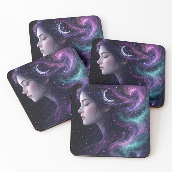 Item preview, Galaxy Goddess Nebula Hair Cosmic Portrait designed and sold by SublimeMusings.