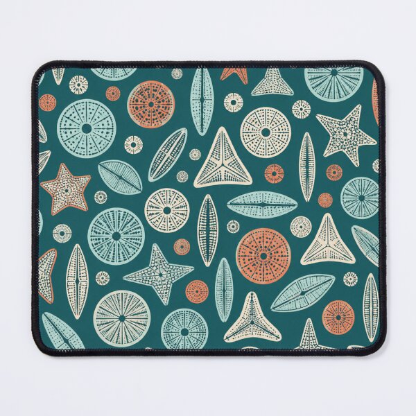 Item preview, Diatom Pattern | Haeckel Microscopic Algae and Sea Glass Shapes on Teal designed and sold by StickyGuys.