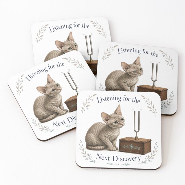 Item preview, Devon Rex Sound Science Cat – Listening for the Next Discovery designed and sold by PurrBloom Studio.