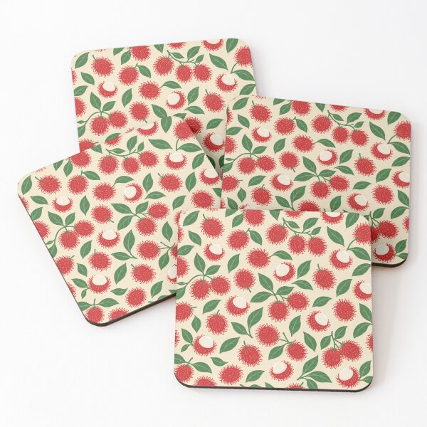 Item preview, Rambutan Pattern | Tropical Hairy Red Fruit Botanical Scatter on Cream designed and sold by StickyGuys.