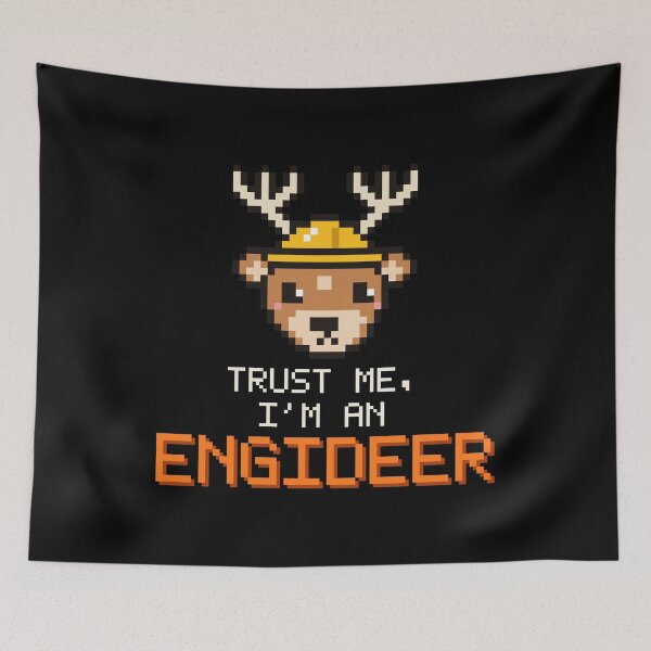 Item preview, Trust Me, I'm an Engideer - Pixel Art Deer - Black Background designed and sold by SailWolf--.