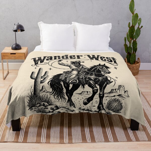 Item preview, Cowboy on Horseback Vintage Western Engraving Wander West Desert Art designed and sold by AmiGraph.