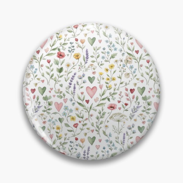 Item preview, Flowers & Hearts Cottagecore Floral Watercolor Pattern designed and sold by CraftyUniverse.