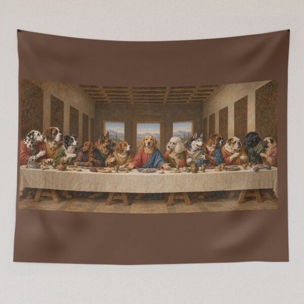 Item preview, The Last Dog Supper – Funny Renaissance Dog Art designed and sold by Paper-Pickle.