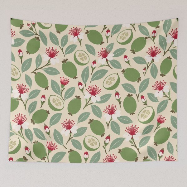 Item preview, Feijoa Pattern | Pineapple Guava Fruit and Flowers Botanical Scatter designed and sold by StickyGuys.