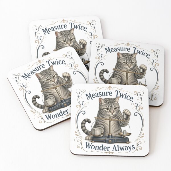 Item preview, Gray Tabby Balance Cat – Measure Twice, Wonder Always designed and sold by PurrBloom Studio.