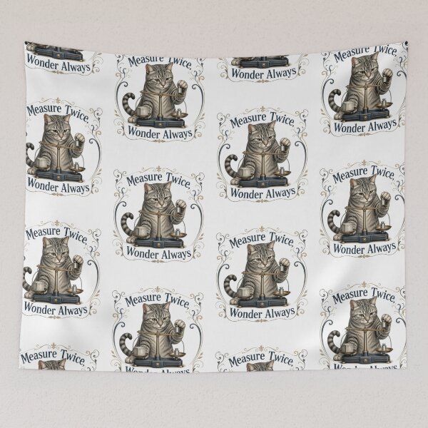 Item preview, Gray Tabby Balance Cat – Measure Twice, Wonder Always designed and sold by PurrBloom Studio.