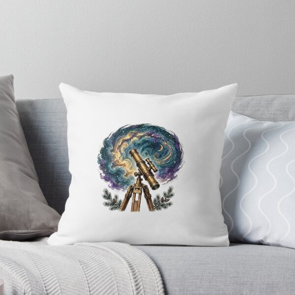 Item preview, Vintage Telescope Under Milky Way Galaxy Astronomy Illustration designed and sold by Paws & Pine Studio.