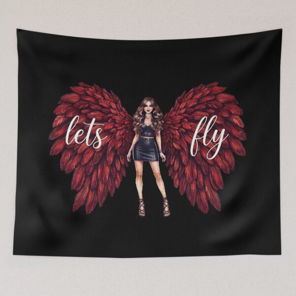 Item preview, Lets Fly Glamorous Woman With Red Angel Wings Art designed and sold by MaRCAStro.