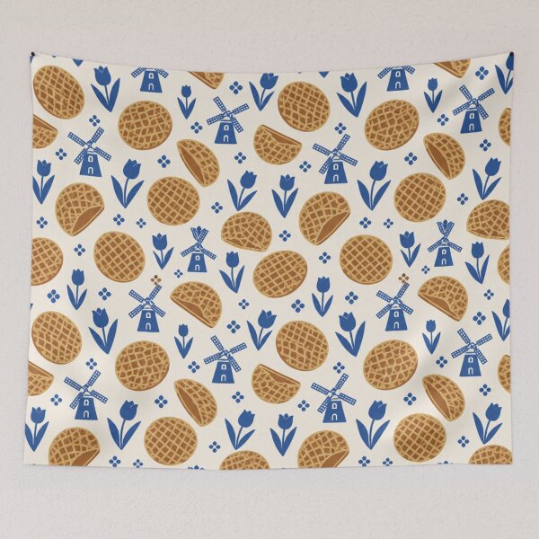 Item preview, Stroopwafel Pattern | Dutch Caramel Waffle Cookies with Delft Blue Tulips and Windmills designed and sold by StickyGuys.