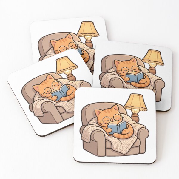 Item preview, Bookish Orange Cat Reading in a Cozy Armchair designed and sold by The Cozy Critter Club.