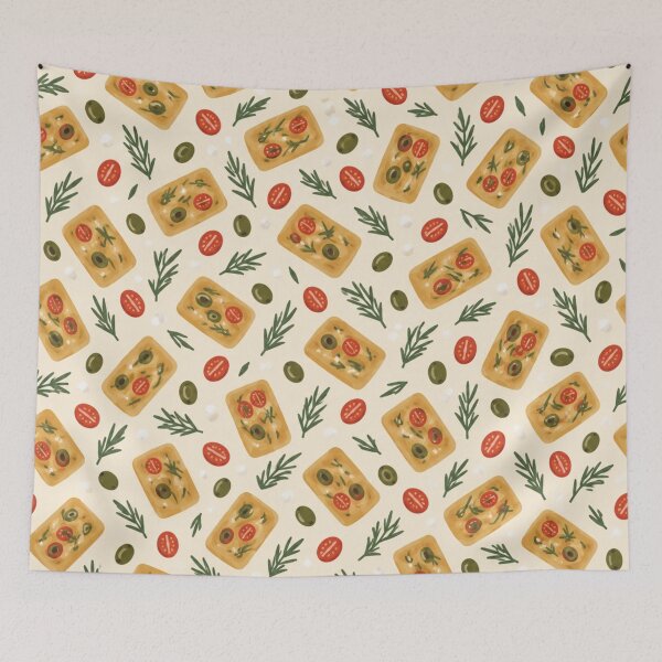 Item preview, Focaccia Pattern | Dimpled Italian Bread with Rosemary, Tomatoes and Olives designed and sold by StickyGuys.