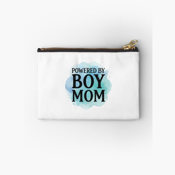 Item preview, Powered By Boy Mom Watercolor Wash Blue Typography Tee designed and sold by CraftyUniverse.