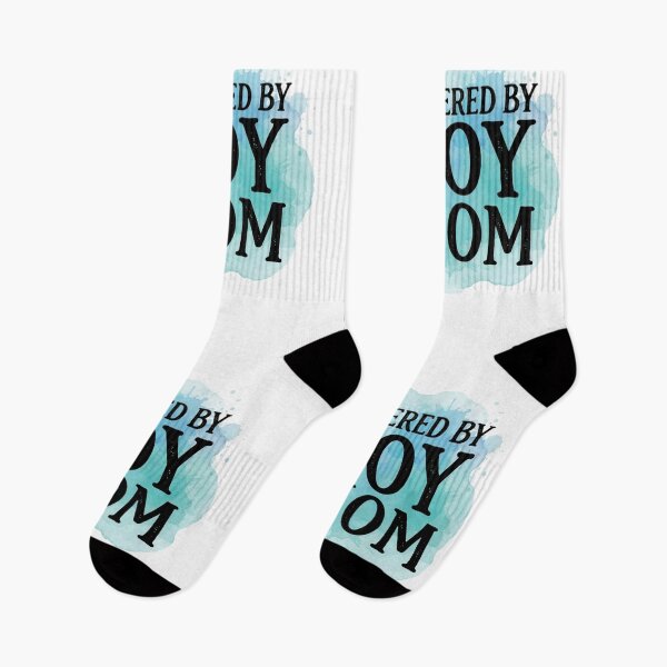 Item preview, Powered By Boy Mom Watercolor Wash Blue Typography Tee designed and sold by CraftyUniverse.