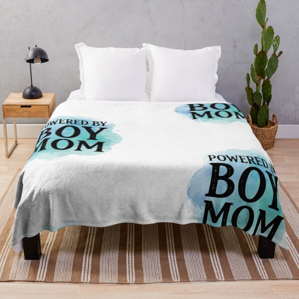 Item preview, Powered By Boy Mom Watercolor Wash Blue Typography Tee designed and sold by CraftyUniverse.