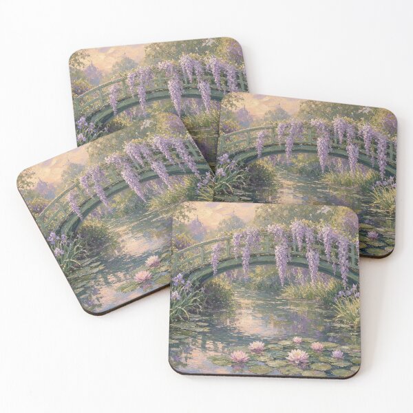 Item preview, Purple Wisteria Bridge Impressionist Garden Pond designed and sold by SublimeMusings.