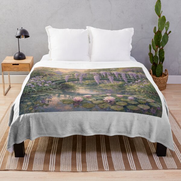 Item preview, Purple Wisteria Bridge Impressionist Garden Pond designed and sold by SublimeMusings.