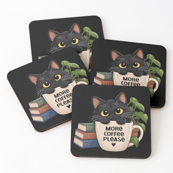 Item preview, More Coffee Please – Cute Black Cat Coffee Lover Design designed and sold by ByGio.