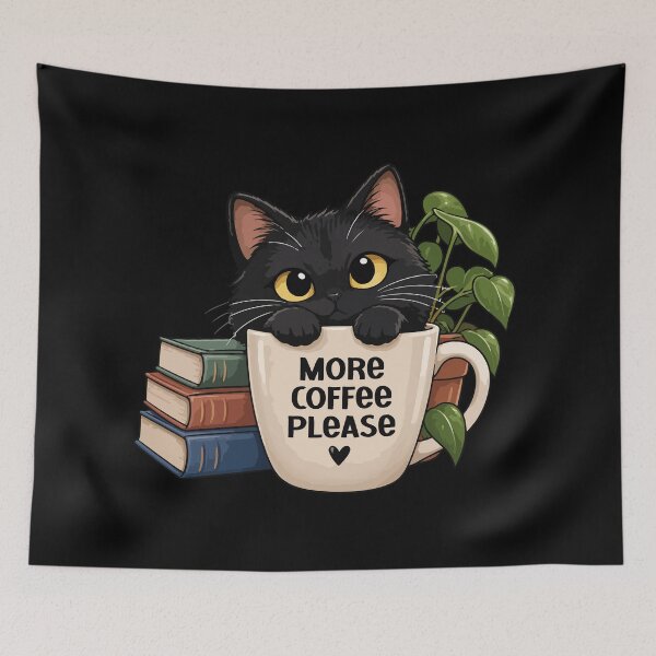 Item preview, More Coffee Please – Cute Black Cat Coffee Lover Design designed and sold by ByGio.