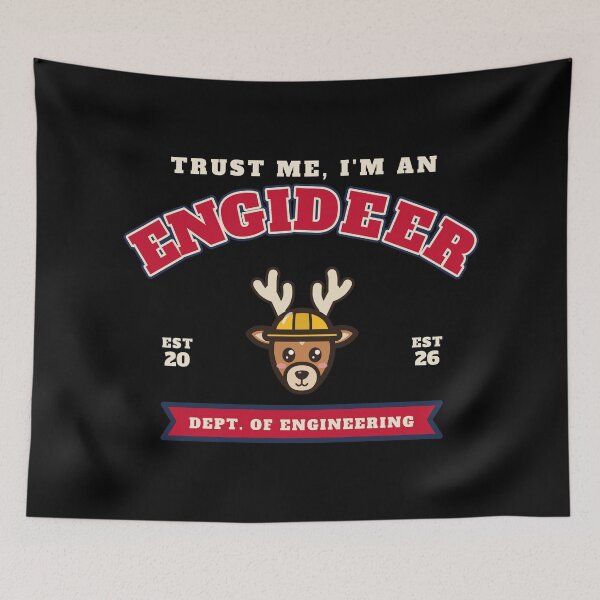 Item preview, Trust Me, I'm an Engideer - Varsity Deer - Black Background designed and sold by SailWolf--.