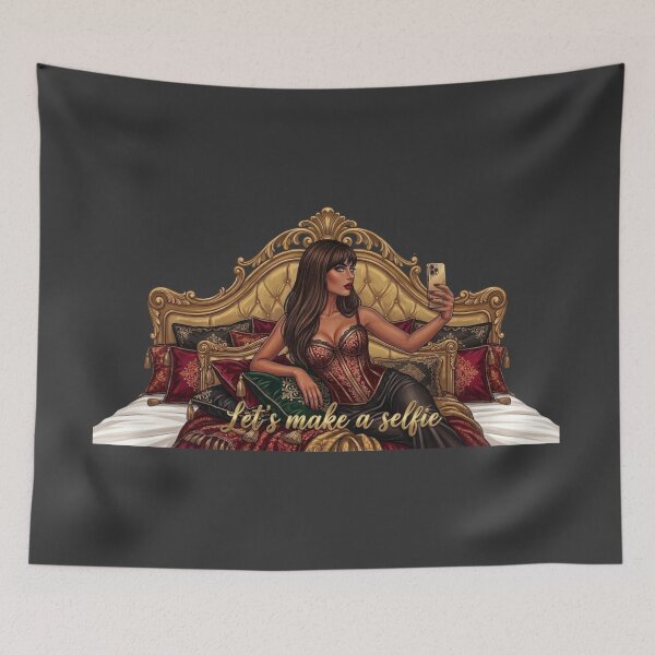 Item preview, Lets Make A Selfie Glamorous Girl On Luxury Bed Art designed and sold by MaRCAStro.