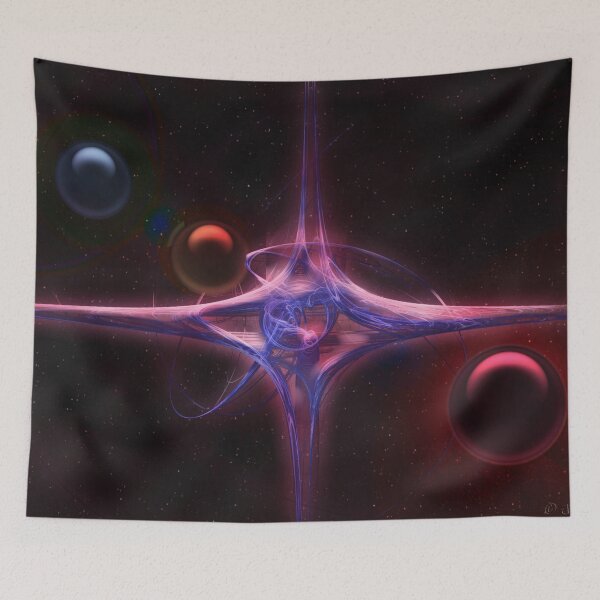 Item preview, Futuristic space station in fractal deep space designed and sold by JinxisArts.