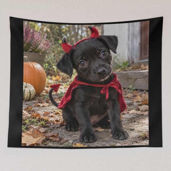 Item preview, Cute Black Puppy in a Devil Costume – Halloween Dog designed and sold by Luka’s Little World.