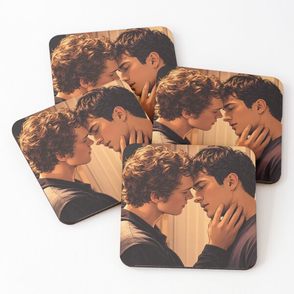 Item preview, Shane (Hudson Williams) and Ilya (Connor Storrie) from Heated Rivalry sharing a tender kiss - Fan art designed and sold by PopCultureAndStuff.
