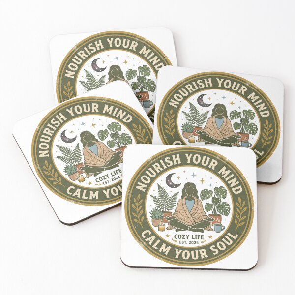 Item preview, Cozy Life Nourish Your Mind Calm Your Soul Aesthetic Shirt Sticker designed and sold by abdoreds.
