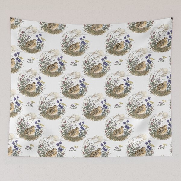 Item preview, Japanese Quail and Autumn Wildflowers Kachoga designed and sold by ArtfulAlchemy1.