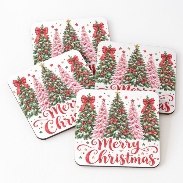 Item preview, Merry Christmas Pink and Green Decorated Tree Design designed and sold by Dreamora Studio.
