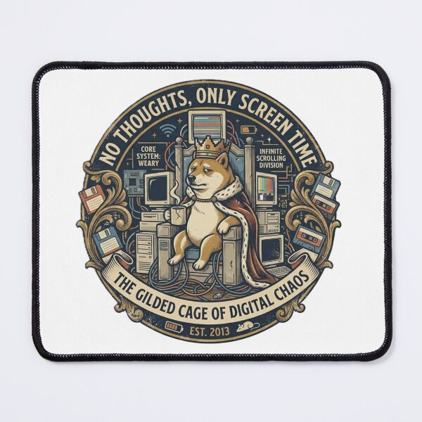 Item preview, No Thoughts Only Screen Time Doge Cheems Satirical Vintage Emblem Shirt designed and sold by abdoreds.