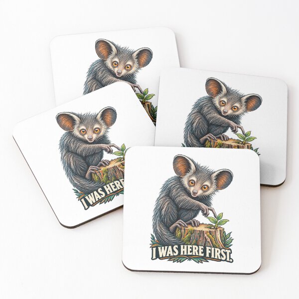 Item preview, Aye-Aye Lemur – I Was Here First | Vintage Wildlife Conservation Art designed and sold by Animal Puns.