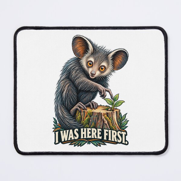 Item preview, Aye-Aye Lemur – I Was Here First | Vintage Wildlife Conservation Art designed and sold by Animal Puns.