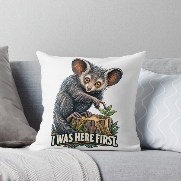 Item preview, Aye-Aye Lemur – I Was Here First | Vintage Wildlife Conservation Art designed and sold by Animal Puns.
