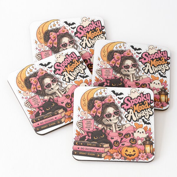 Item preview, Spooky Mood Always Skeleton Coffee Halloween Sticker designed and sold by PaginaBrew.