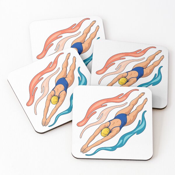 Item preview, Swimmer Gliding Through Coral Water Ribbons designed and sold by Drip stamp.