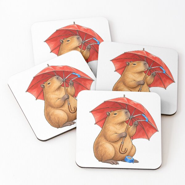 Item preview, Capybara Repairing a Red Umbrella designed and sold by Drip stamp.