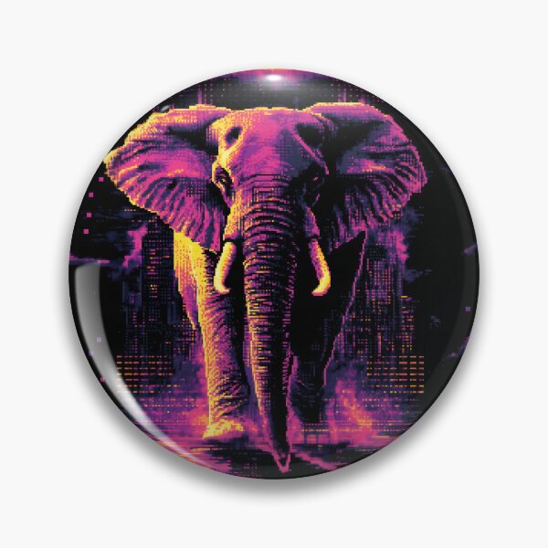 Item preview, Neon Cyberpunk Elephant Glitch Art designed and sold by ClubVacay.