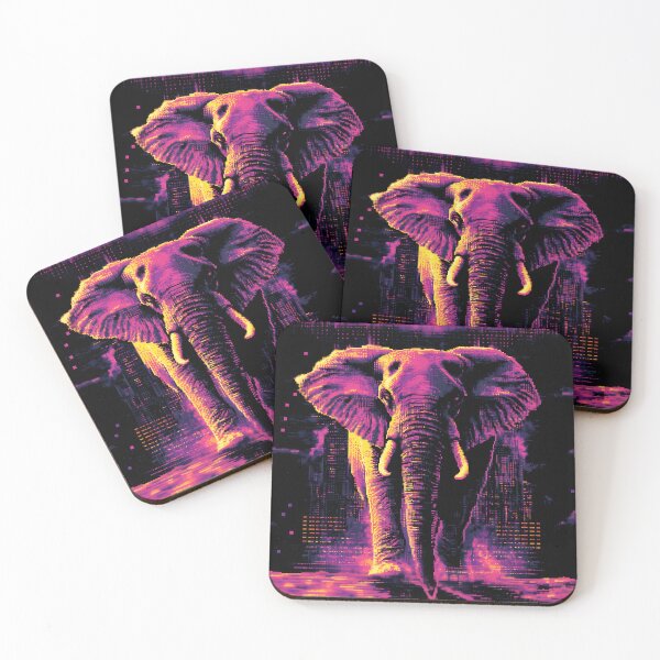 Item preview, Neon Cyberpunk Elephant Glitch Art designed and sold by ClubVacay.