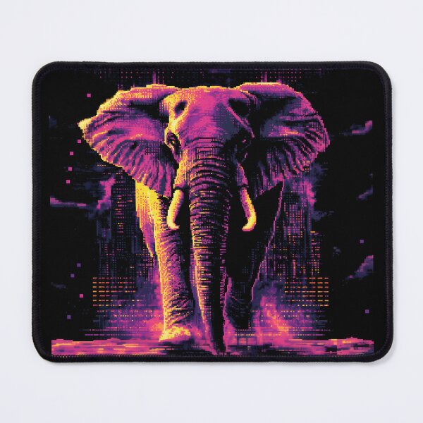 Item preview, Neon Cyberpunk Elephant Glitch Art designed and sold by ClubVacay.