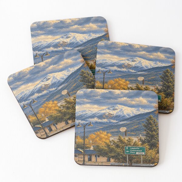 Item preview, Colorado Mountain Town Autumn Oil Painting designed and sold by POD DYNASTY | Original Print On Demand T-Shirt Graphics.
