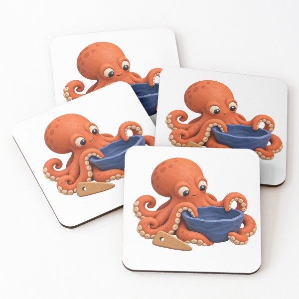 Item preview, Clay Style Octopus Shaping a Blue Bowl designed and sold by Drip stamp.
